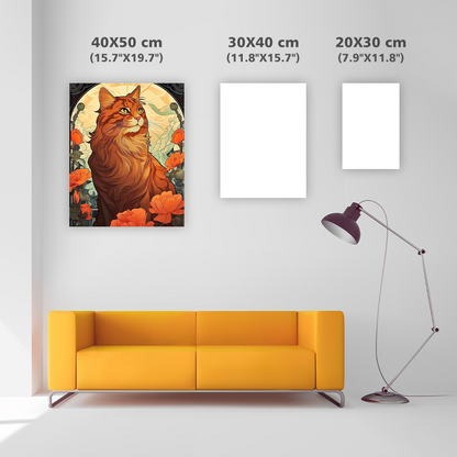 🔥LAST DAY 80% OFF-Long Hair Orange Cat and Roses