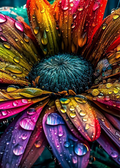 🔥LAST DAY 80% OFF-Brightly colored flower with raindrops
