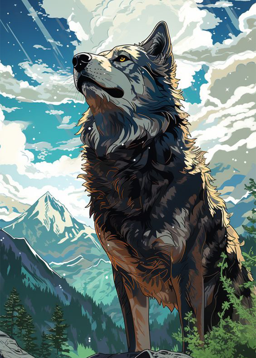 🔥LAST DAY 80% OFF-Cute wolf illustration with forest