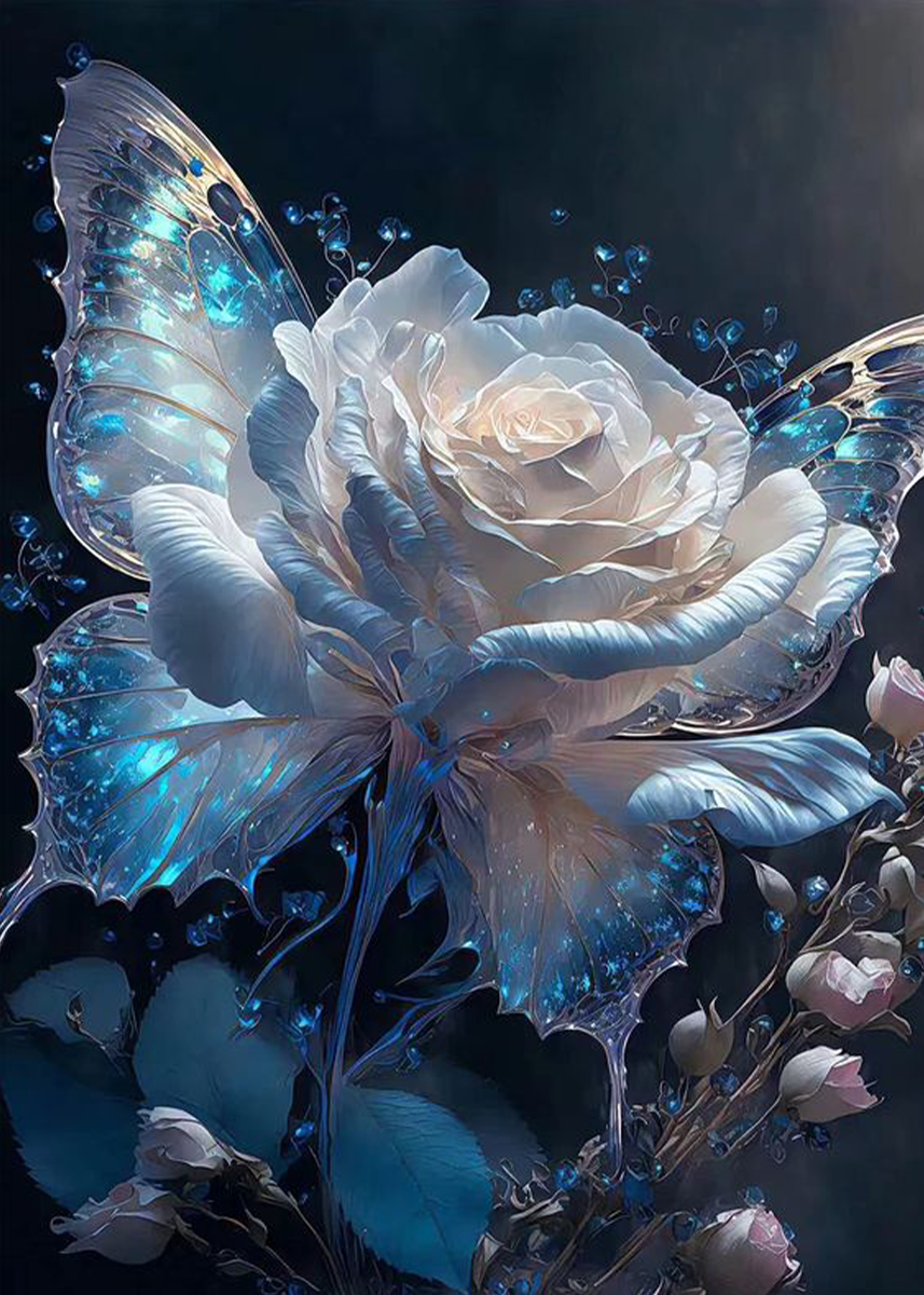 🔥LAST DAY 80% OFF-White Flowers and Blue Butterflies