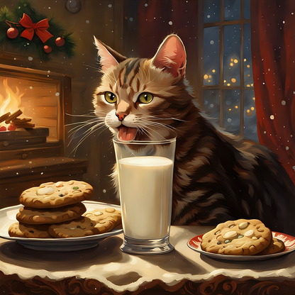 🔥LAST DAY 80% OFF-A cat enjoying coffee and biscotti in a cafe