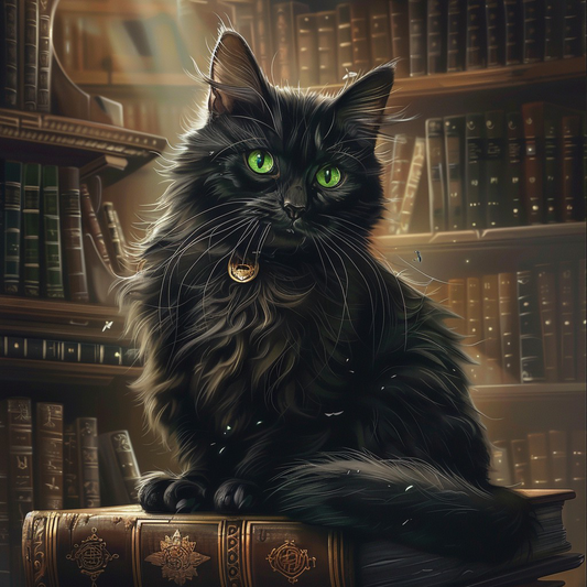 🔥LAST DAY 80% OFF-Black Cat On Stack Of Books