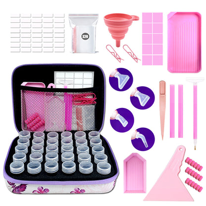 🔥DERNIER JOUR 80 % de réduction sur les outils de peinture diamant DIY, boîte de rangement portable, emballage de 60, sac d'impression papillon rose