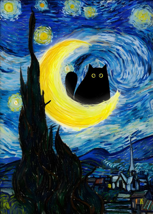 🔥LAST DAY 80% OFF-Black Cat On Starry Night