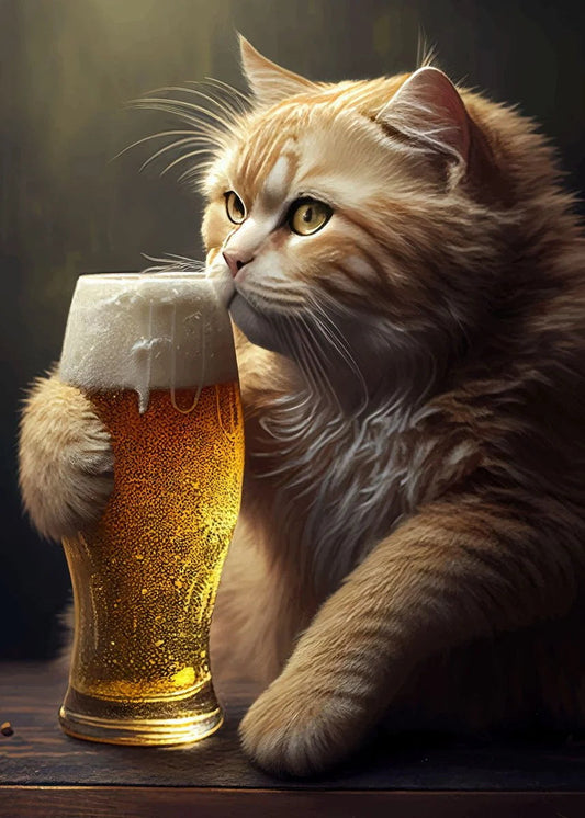 🔥DERNIER JOUR 80% DE RÉDUCTION-Majestic cat buvant de la bière