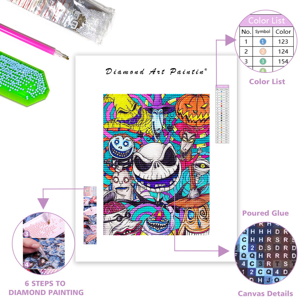 🔥LAST DAY 80% OFF-Nightmare Before Halloween Round Full Drill Diamond Dots Paintings