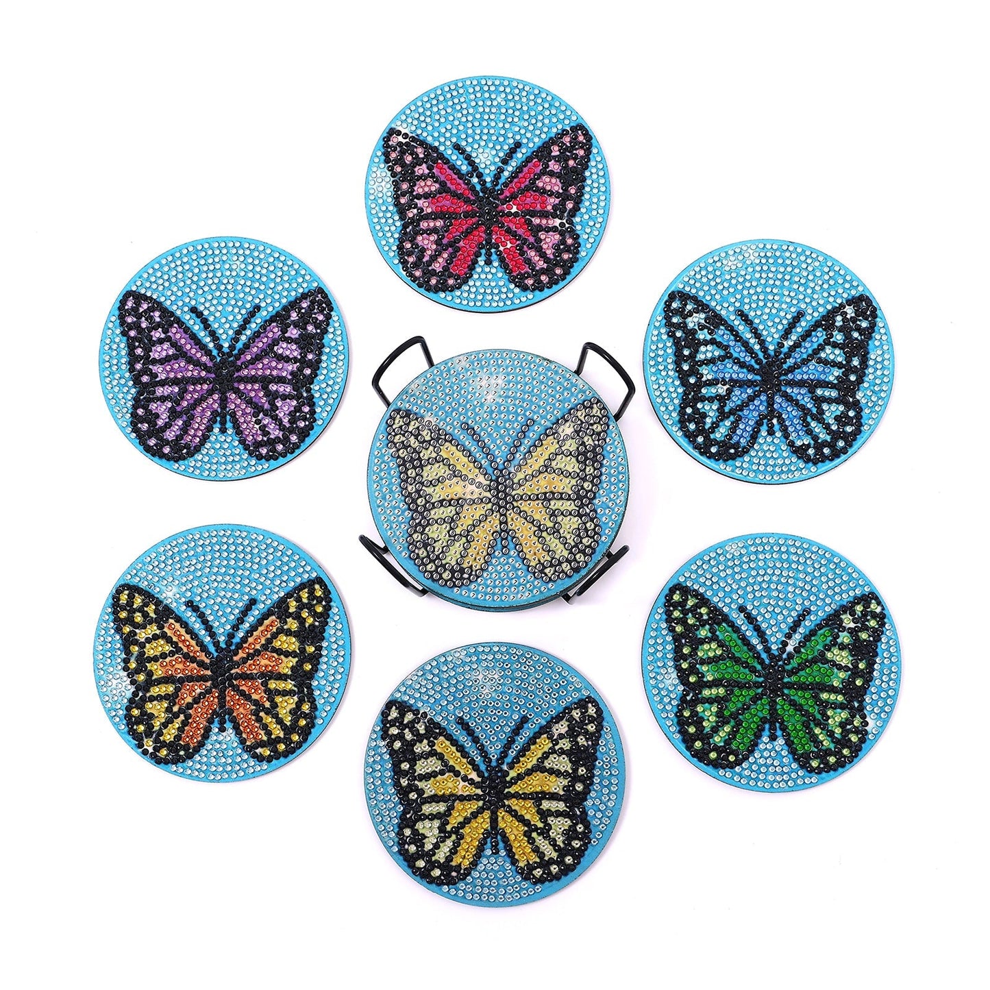 🔥DERNIER JOUR - 80 % de réduction sur les dessous de verre avec peinture diamant Butterfly C à faire soi-même.