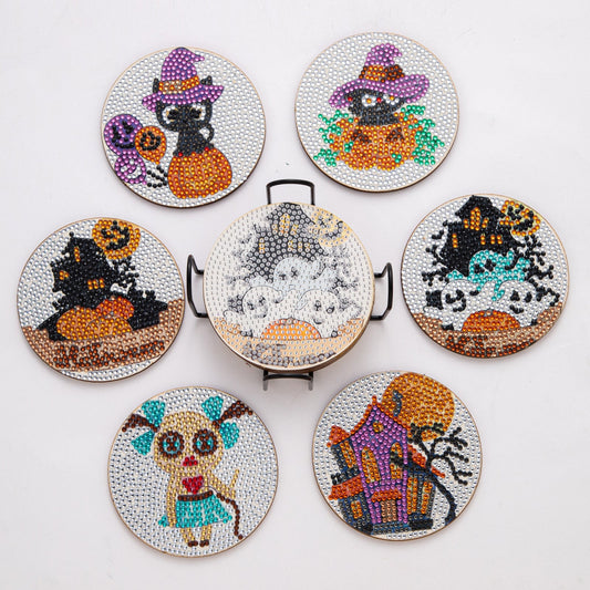 🔥LAST DAY 80% OFF-DIY Halloween A Diamond Painting Coasters