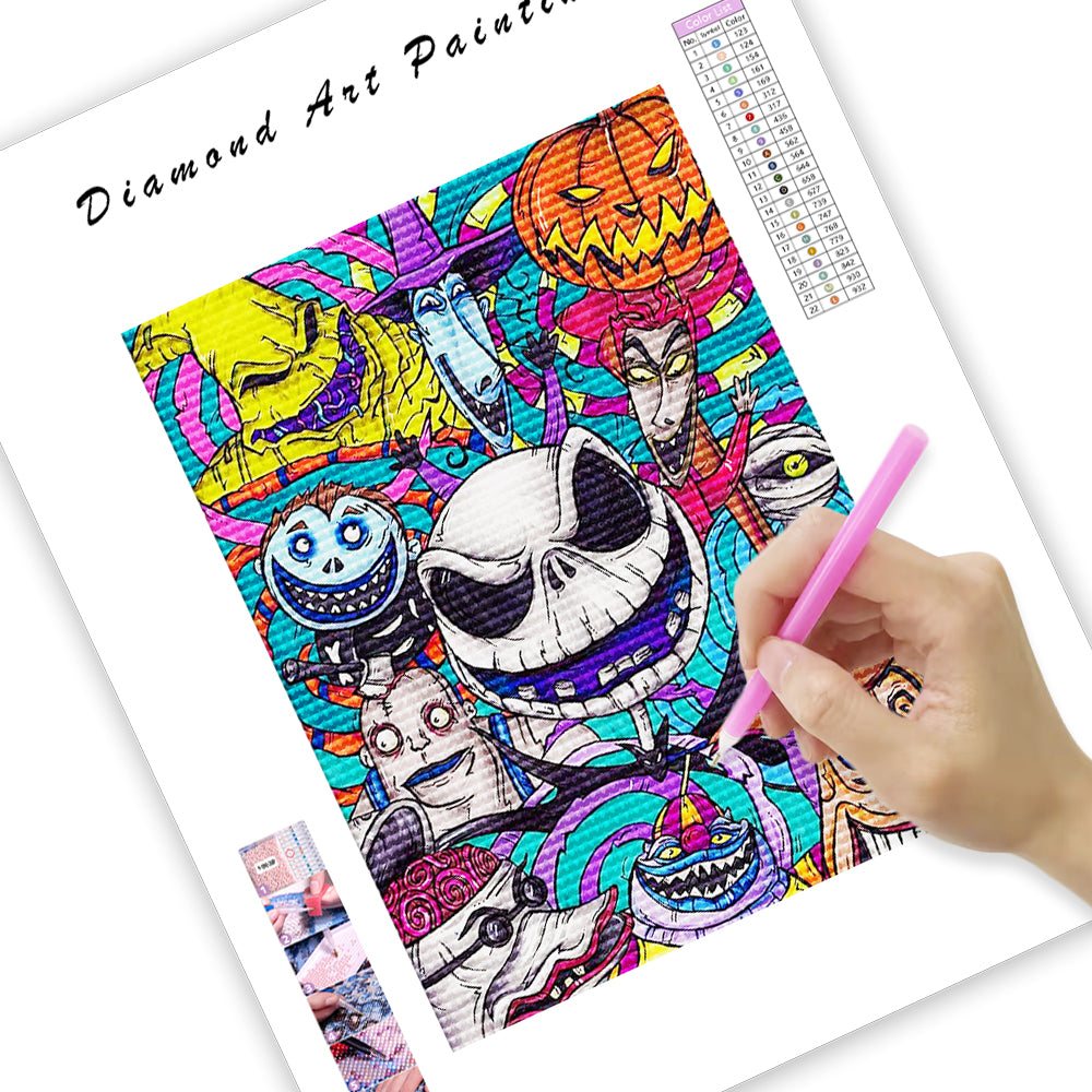 🔥LAST DAY 80% OFF-Nightmare Before Halloween Round Full Drill Diamond Dots Paintings